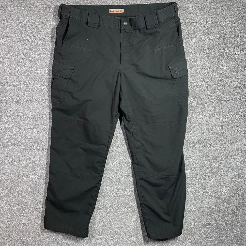 5.11 Tactical Mens Black Ripstop Cargo Pants 42x30 Straight Leg Work Trousers